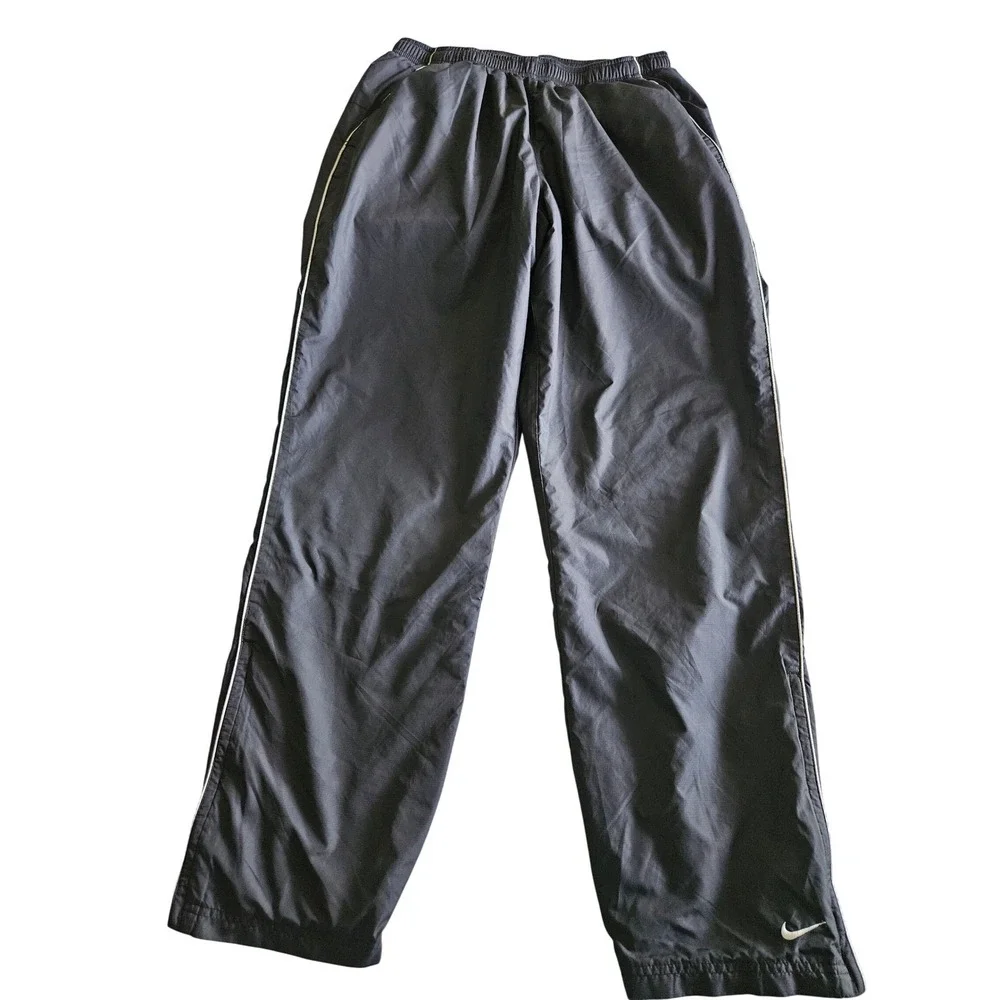 Nike Team Rugged Track Pants Womens L Black White Pipin‎ Zip Cuffs Vintage Y2K